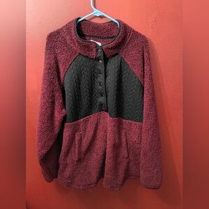 Burgundy and Black Fleece Pullover